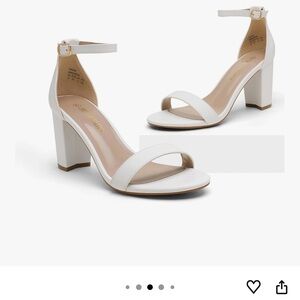 Elegant White Block Heel Sandals